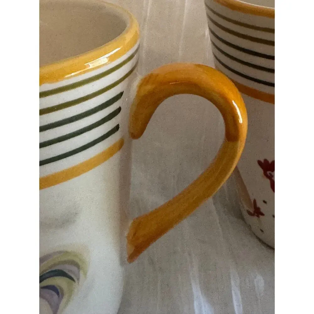 Home Trends Oh La La Chicken Rooster Coffee Mugs Set of 2 Farmhouse